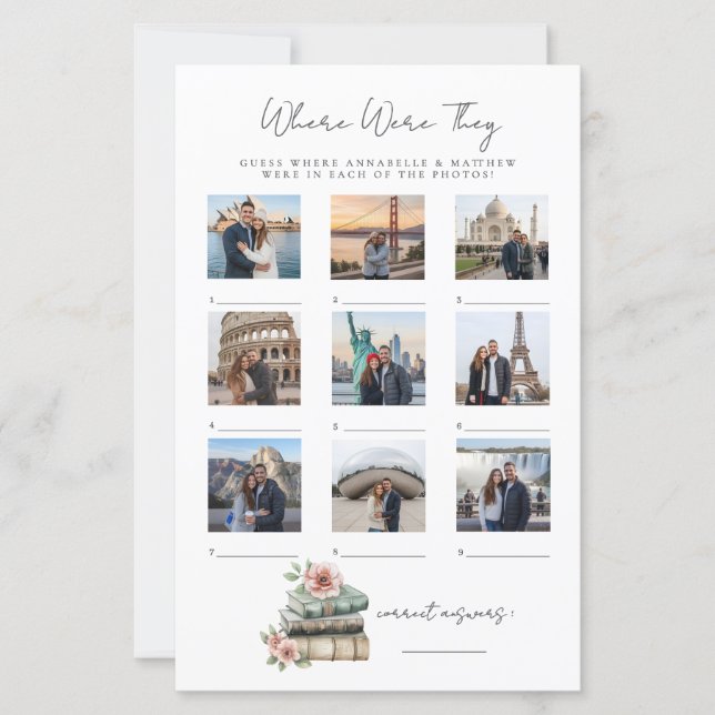 Where Were They Book Bridal Shower Game (Voorkant)