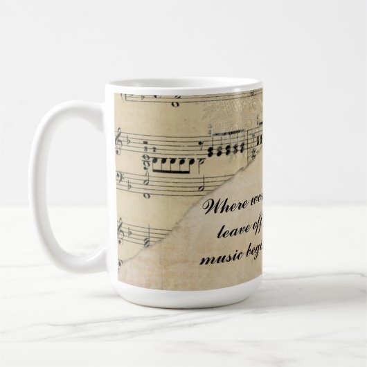 “Where words leave off, music begins.” Koffiemok (Links)