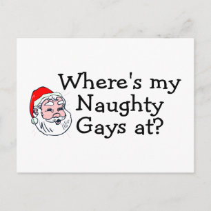 Wheres My Naughty Gays op Santa Claus Feestdagenkaart