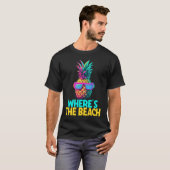 Where's The Beach Funny Retro Pineapple Sunglasses T-shirt (Voorkant volledig)