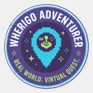 Wherigo Avonturier Retro 8-Bit Gaming Geocaching P Ronde Sticker