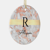 Whet & Roos Gold Marble Gold Bar, zwart monogram Keramisch Ornament (Rechts)