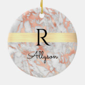 Whet & Roos Gold Marble Gold Bar, zwart monogram Keramisch Ornament (Achterkant)