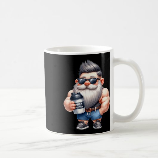 Whey Protein Gnome Dad Funny Bodybuilder Graphic F Koffiemok (Rechts)