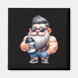 Whey Protein Gnome Dad Funny Bodybuilder Graphic F Magneet
