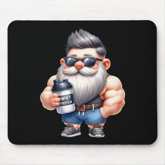 Whey Protein Gnome Dad Funny Bodybuilder Graphic F Muismat (Voorkant)