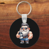 Whey Protein Gnome Dad Funny Bodybuilder Graphic F Sleutelhanger (Voorkant)