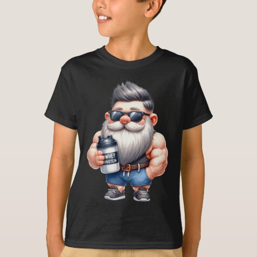 Whey Protein Gnome Dad Funny Bodybuilder Graphic F T-shirt (Voorkant)