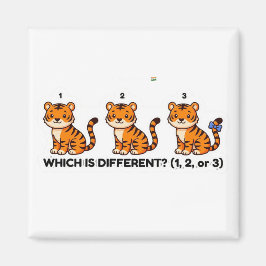 Which Is Different? Cute Tiger Animal World Game Magneet