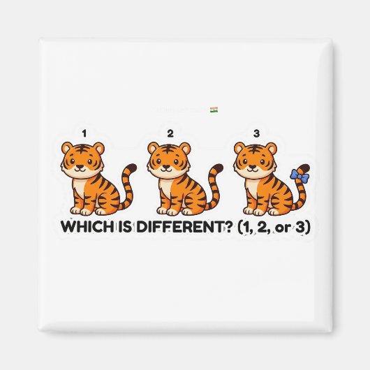 Which Is Different? Cute Tiger Animal World Game Magneet (Voorkant)