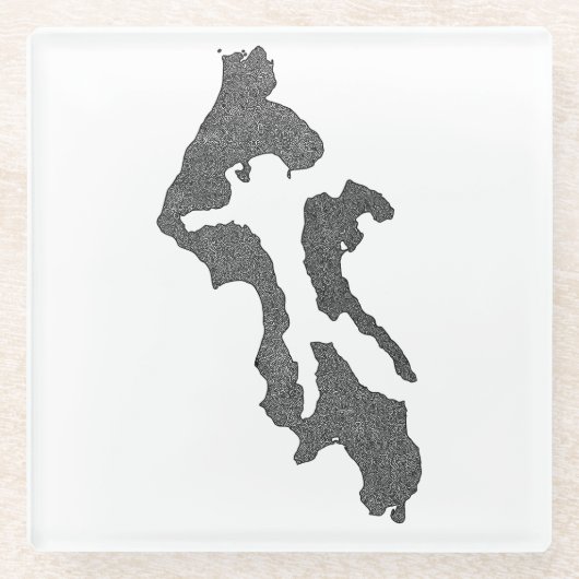 Whidbey Island Island County Map Design Glazen Onderzetter (Voorkant)