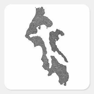Whidbey Island Island County Map Design Vierkante Sticker