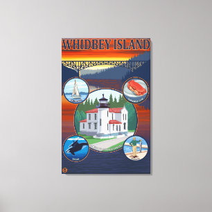 Whidbey Island, Washington Scene Travel Poster Canvas Afdruk