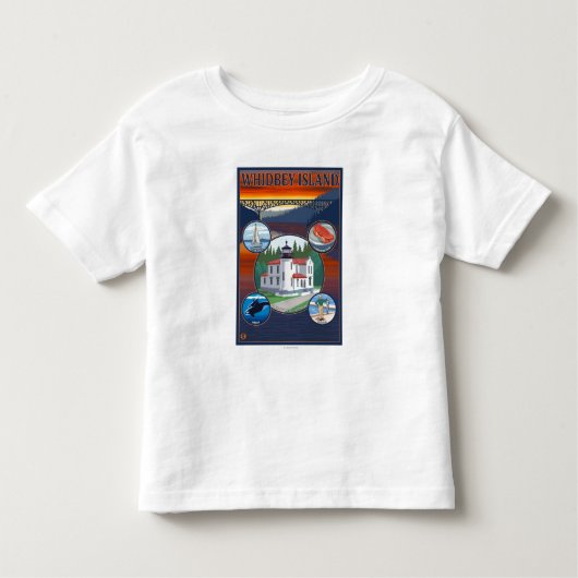 Whidbey Island, Washington Scene Travel Poster Kinder Shirts (Voorkant)