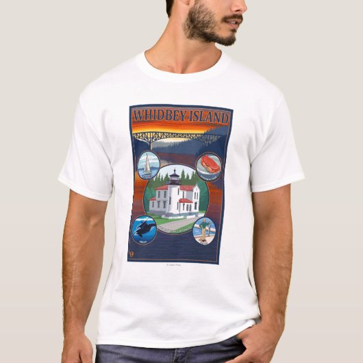 Whidbey Island, Washington Scene Travel Poster T-shirt (Voorkant)