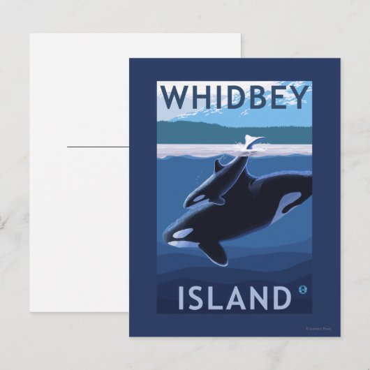 Whidbey Island, WashingtonOrca en Calf Briefkaart (Voorkant / Achterkant)