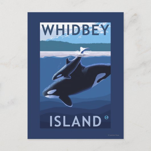 Whidbey Island, WashingtonOrca en Calf Briefkaart (Voorkant)
