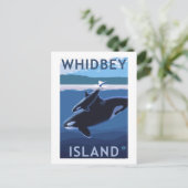 Whidbey Island, WashingtonOrca en Calf Briefkaart (Staand voorkant)