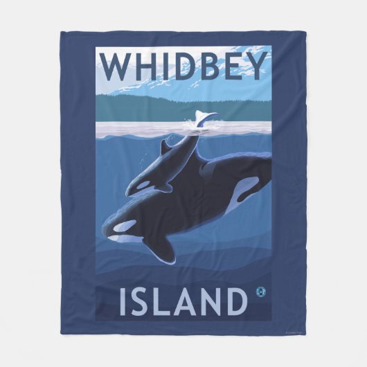 Whidbey Island, WashingtonOrca en Calf Fleece Deken (Voorkant)
