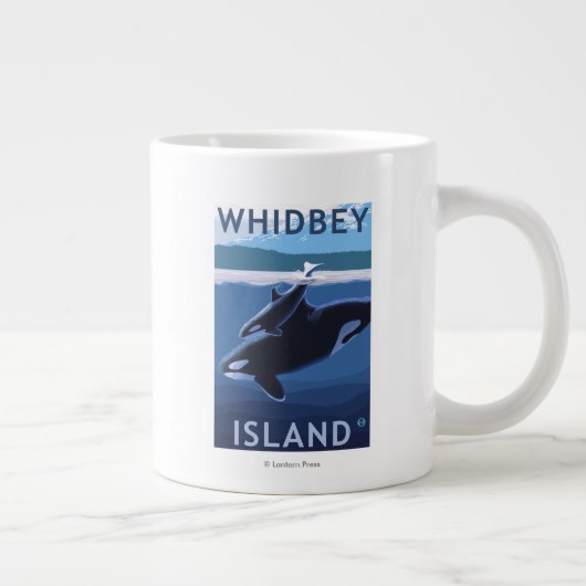 Whidbey Island, WashingtonOrca en Calf Grote Koffiekop (Rechts)