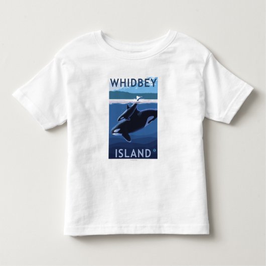 Whidbey Island, WashingtonOrca en Calf Kinder Shirts (Voorkant)