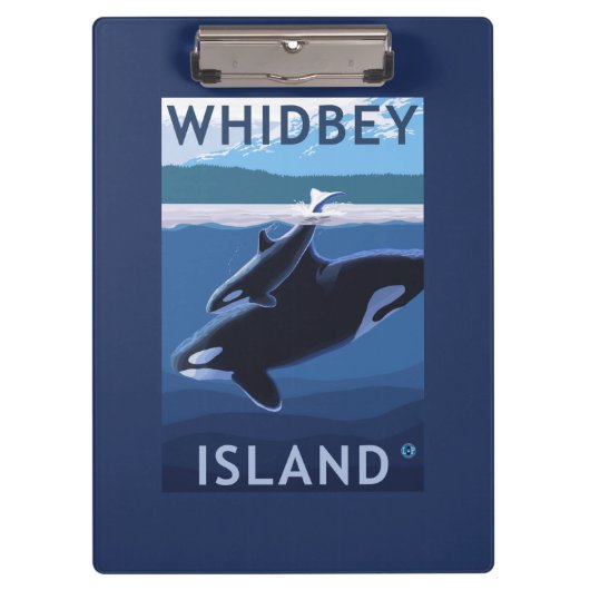 Whidbey Island, WashingtonOrca en Calf Klembord (Voorkant)