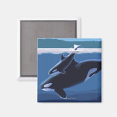 Whidbey Island, WashingtonOrca en Calf Magneet (Voorkant / Achterkant)