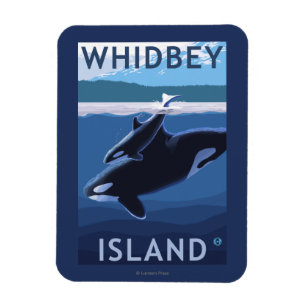Whidbey Island, WashingtonOrca en Calf Magneet