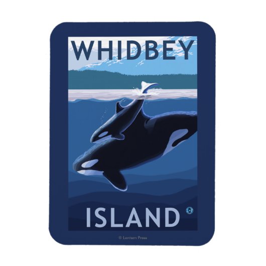 Whidbey Island, WashingtonOrca en Calf Magneet (Verticaal)