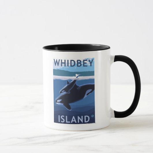 Whidbey Island, WashingtonOrca en Calf Mok (Rechts)