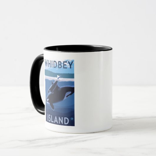 Whidbey Island, WashingtonOrca en Calf Mok (Voorkant links)