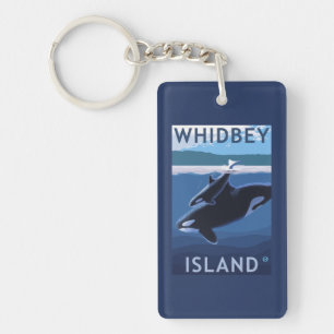 Whidbey Island, WashingtonOrca en Calf Sleutelhanger