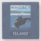 Whidbey Island, WashingtonOrca en Calf Stenen Onderzetter