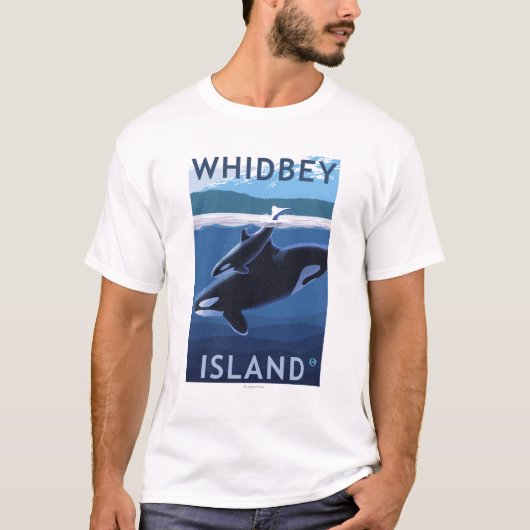 Whidbey Island, WashingtonOrca en Calf T-shirt (Voorkant)