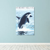 Whidbey Island, WashingtonOrca Jumping Canvas Afdruk (Insitu (Houten vloer))