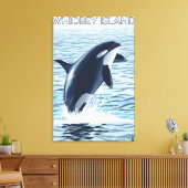 Whidbey Island, WashingtonOrca Jumping Canvas Afdruk (Insitu (Woonkamer))
