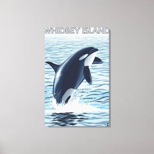 Whidbey Island, WashingtonOrca Jumping Canvas Afdruk (Voorkant)
