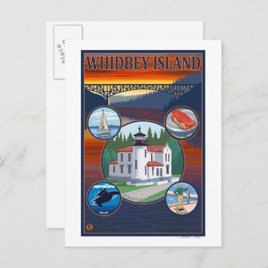 Whidbey Island, WashingtonScene Travel Poster Briefkaart (Voorkant / Achterkant)
