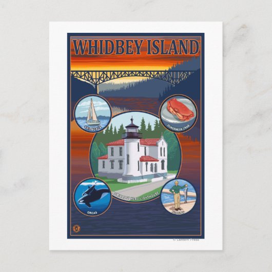 Whidbey Island, WashingtonScene Travel Poster Briefkaart (Voorkant)
