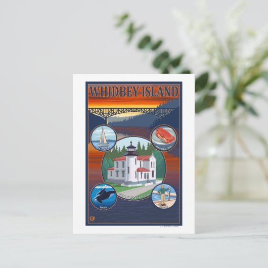 Whidbey Island, WashingtonScene Travel Poster Briefkaart (Staand voorkant)