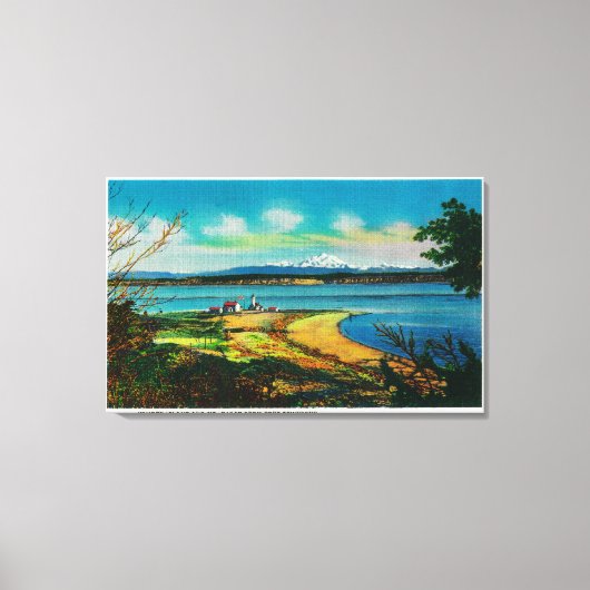 Whidby Island en Mt. Baker uit Port Townsend Canvas Afdruk (Voorkant)