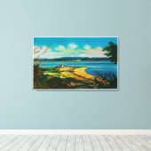 Whidby Island en Mt. Baker uit Port Townsend Canvas Afdruk (Insitu (Houten vloer))