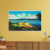 Whidby Island en Mt. Baker uit Port Townsend Canvas Afdruk (Insitu (Woonkamer))