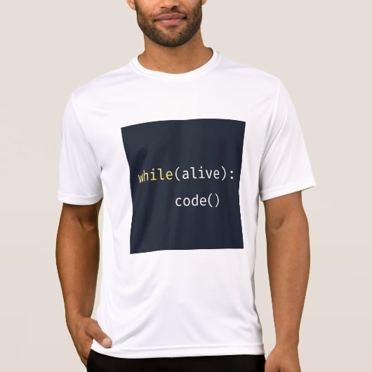 While Alive Code – Programmer T-Shirt (Voorkant)