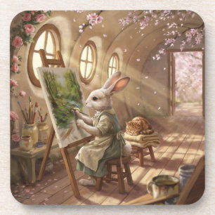 Whim Bunny Kunstenaar Schilderend op Ezel Bier Onderzetter