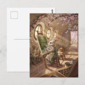 Whim Bunny Kunstenaar Schilderend op Ezel Briefkaart (Voorkant / Achterkant)