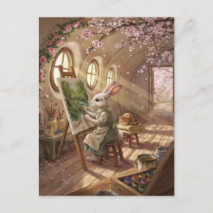 Whim Bunny Kunstenaar Schilderend op Ezel Briefkaart