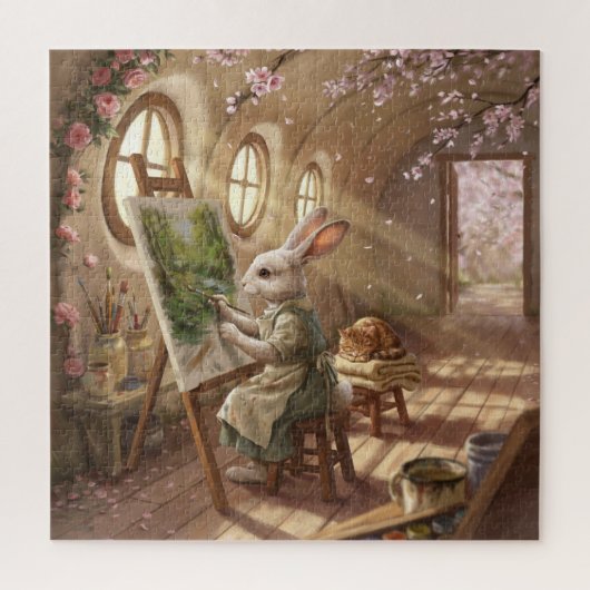 Whim Bunny Kunstenaar Schilderend op Ezel Legpuzzel (Verticaal)