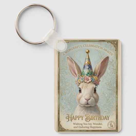 Whim Bunny Verjaardag Elegantie Sleutelhanger (Voorkant)