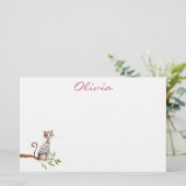 Whim Cat Moeder Kat Liefhebber Cute Aquarel Custom Briefpapier (Staand voorkant)